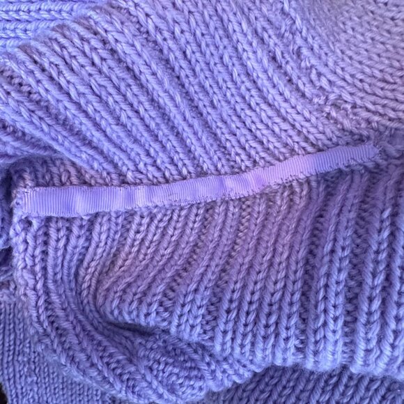 Handmade Cable Knit Midi Length Cardigan Sweater XS S Purple Button Midi Length - Picture 8 of 12